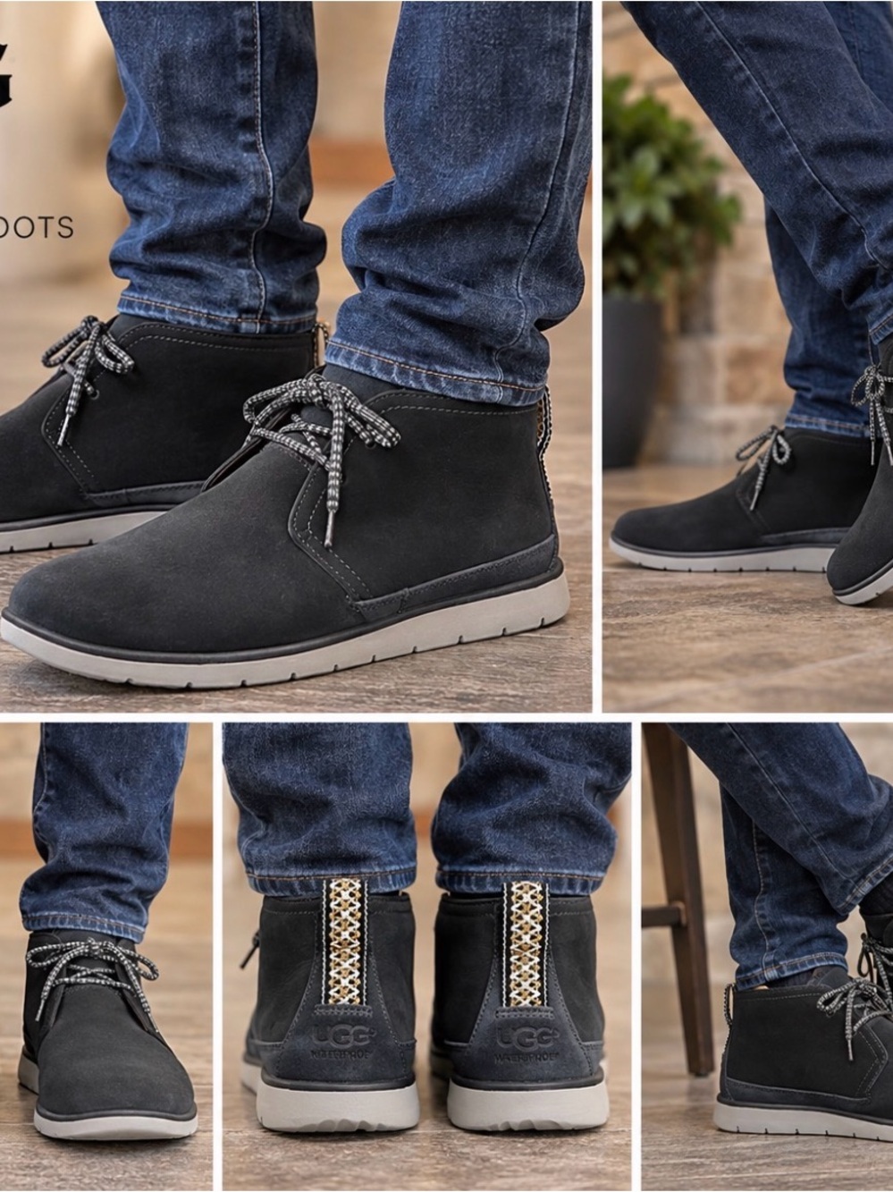 UGG Men’s Treadlite Black Chukka Ankle Boots Size 9.5